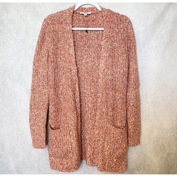 BB Dakota x Steve Madden Womens Cardigan Orange Marl Open Pockets SOFT! Size S - Picture 1 of 15